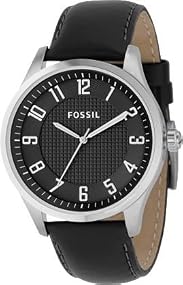 Fossil #FS4495 Men's Analog Black Dial Leather Strap Watch