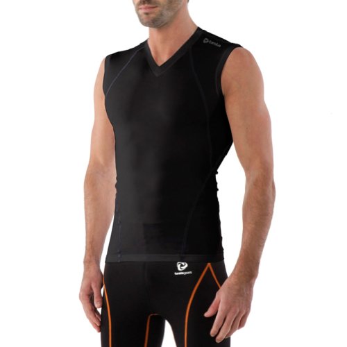 Tesla Compression Sleeveless V-Neck Heat Tech Under Base Layer Tops B/B XXL