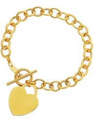 Toggle Bracelet with Heart Charm in 14K Yellow Gold