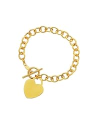 Toggle Bracelet with Heart Charm in 14K Yellow Gold