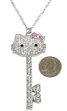 Hello Kitty Big Crystal Key Necklace with Sparkling Pink Bow