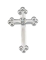 Diamond Cross Lapel Pin in 14k White Gold
