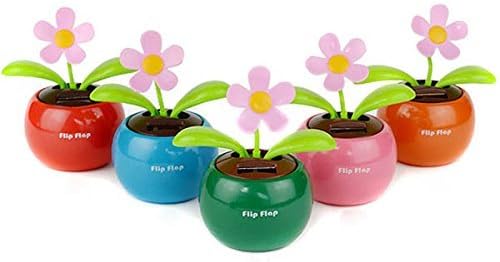 Solar Powered Flip Flap Flower Cool Car Dancing Toys - Random Color