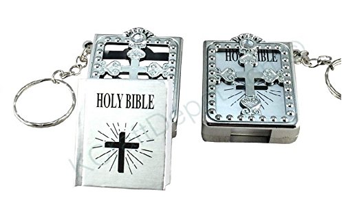 12 Pcs Bible Key Chain - English - Silver