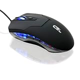 CSL - 2400dpi Gaming USB Maus ergonomisches Design blaue LEDs 6 Tasten schwarz