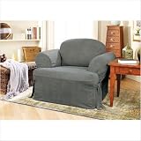 Soft Suede T-Cushion Chair Slipcover - Burgundy