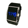 Black Square Mens Gents Digital Electronic Retro Style LED Watch Blue Light