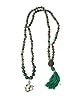 Om Prayer Mala Beads Rudraksha Green Jade Japamala Seven Chakra Om