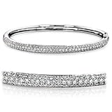 1.33 CT TW PAVE SET DIAMOND BANGLE STYLE BRACELET SET IN 18K WHITE GOLD, 7" Length
