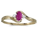 14k Yellow Gold July Birthstone Oval Ruby And Diamond Ring
