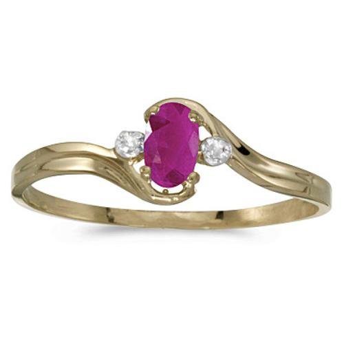 14k Yellow Gold July Birthstone Oval Ruby And Diamond Ring
