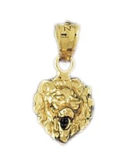 Dazzlers Solid 14 karats Gold Lion Head Charm Pendant available in three colors from jewelsberry (weights: 1.1 grams only)