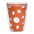 Orange & White Polka Dot 16 oz Insulated Beverage Tumbler, Clear