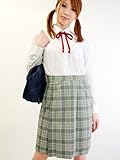 チェック BOXプリーツ ロングスカート グレー W95
