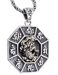 Dragon Turntable Fate Retro 925 Sterling Silver Pendant Necklace