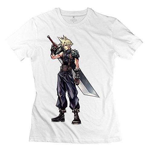 Jiuzhou Women's Tshirts CLOUD Dissidia Final Fantasy Fanart M White