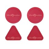 4 Air Hockey Pucks: 2 Red Round and 2 Red Triangle-Shaped