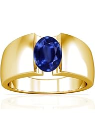 14K Yellow Gold Oval Cut Blue Sapphire Solitaire Ring
