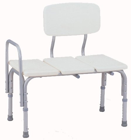BATHTUB TRANSFER BENCH / BATH CHAIR WITH BACK, WIDE SEAT, ADJUSTABLE SEAT HEIGHT, SURE-GRIPED LEGS, LIGHTWEIGHT, DURABLE, RUST-RESISTANT SHOWER BENCH