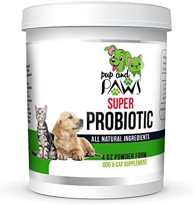 Pup and Paws Advanced Dog and Cat Probiotic - Powder :: 100% All Natural, Odorless &amp; Tasteless Supplement for Dog Diarrhea,Yeast, Gas, Allergies and Immunity :: 4oz.