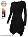 DRSKIN] Women Handkerchief Hem Long Sleeve Tunic Top (XL, Black)