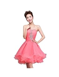 Organza Knee Length Short Lace-Up Beaded Sweetheart 2015 Bridesmaid Dress/Prom Dress 