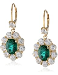10k White Gold Created Ruby and Created White Sapphire Dangle Earrings