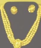 Imported Three Lines Ivory Pearl Long Chain Necklace and Matching Earrings