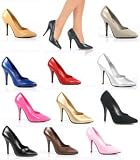 SEDUCE-420, 5" Classic Pump in 17 Colors in Leather, Patent or Velvet up to Size 16