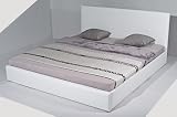 Designer Lederbett / Leder Tex Bett 160 x 200 weiss, Textilleder mit Holz-Rahmen inkl. Lattenrost – Design Möbel Betten 2011