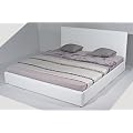 Designer Lederbett / Leder Tex Bett 160 x 200 weiss, Textilleder mit Holz-Rahmen inkl. Lattenrost - Design M�bel Betten 2011