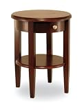 Product details for Winsome 94217 Antique Walnut Solid Wood TABLE END TABLE ROUND W/DRAWER SHELF