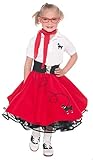 Hip Hop 50s Shop 7 Piece Child Poodle Skirt Outfit, Size 12 Red