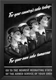 Professionally Framed US Armed Services (Recruiting Women, 1944) Art Poster Print - 13x19 with Solid Black Wood Frame Professionally Framed US Armed Services (Recruiting Women, 1944) Art Poster Print - 13x19 with Solid Black Wood Frame