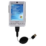 Retractable USB Cable for the Dell Axim x30 with Power Hot Sync and Charge capabilities - Gomadic Brand w/ TipExchange Technology