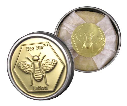 Honey House Vanilla Scented Bee Bar Natural Solid Lotion Bar 0.6 oz - New in Gold & Silver Embossed Tin Case