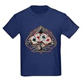 Artsmith, Inc. Kids Dark T-Shirt Four of a Kind Poker Spade - Card Player - Navy, Medium