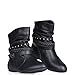 Twisted Women's SHELLY Faux Leather Ankle-High Slouchy Boot with Multi Buckle Straps - SHELLYDEV BLACK, Size 10
