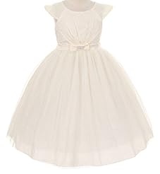 Tea Length Embroidered Lace-Up Cap Sleeves  Dress With a Sash 