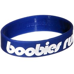 Navy Blue White Boobies Rule Awareness for Breast Cancer Bracelet