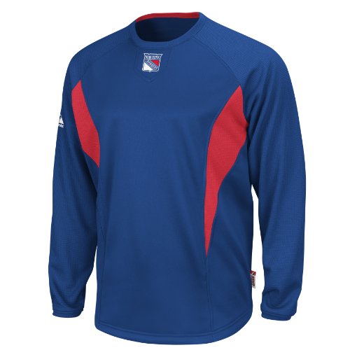 NHL Men's New York Rangers Long Sleeve Crew Tech Fleece Pullover, Pro Royal/Pro Scarlet, X-Large