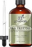 Art Naturals Tea Tree Essential Oil Pure & Natural 4 Oz Premium Melaleuca Therapeutic Grade From Australia, Use With Soap & Shampoo, Face & Body Wash, Treatment for Acne, Lice & Many Skin Conditions