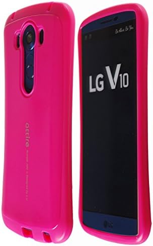 Premium Strong TPU Cover [Slim Fit] Vibrant Color Bumper Flexible Soft Gel Case [Shock Absorption] LG V10 (Hot Pink)