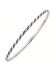 Sterling Silver Stackable Expressions Twisted Purple Enamel Bangle Bracelet - Stackable Jewelry Collection