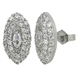 Cubic Zirconia Marquise Platinum Overlay CAREFREE Sterling Silver Stud Earrings