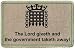 The Lord giveth and the government taketh away gift doormat