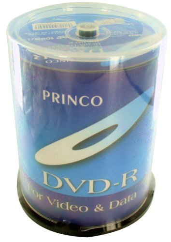 PRINCO 映像/データ用 16倍速対応 DVD-R ワイドエリアプリンタブル スピンドルケース 100枚パック PRNC47DWWP20X100P