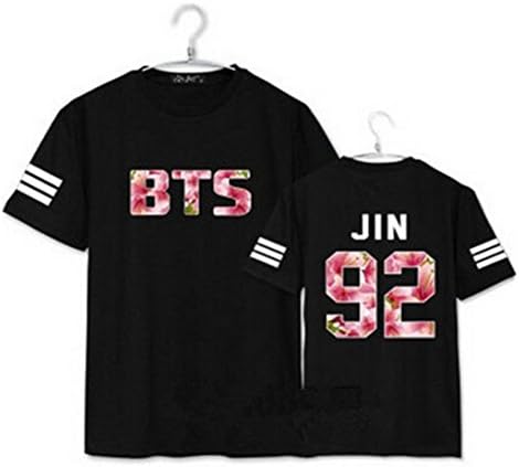 BTS Ocffice Same Type Shirt Bangtan Boy T-shirt Rap Monster Tee (M, JIN     Black)