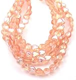 6mm Heart Czech Glass Beads - 50pc Rosaline AB