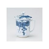 面取ぶどう　蓋付マグカップ（青） 【マグカップ 有田焼】